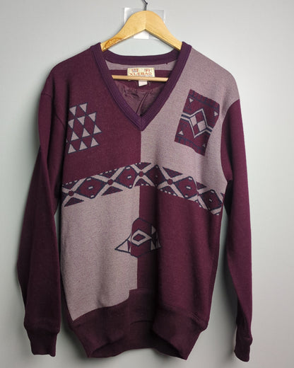 Xuevao Wine V-Neck Sweater