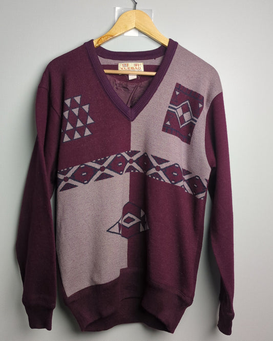 Xuevao Wine V-Neck Sweater