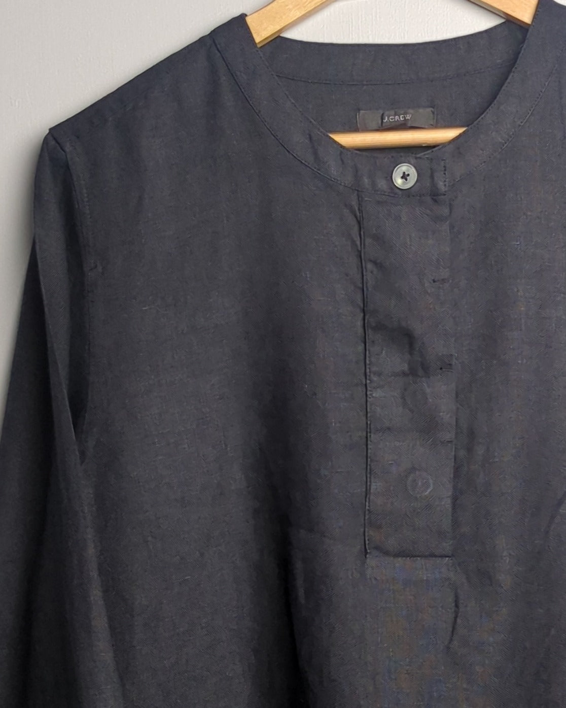 J Crew Black Linen Blouse