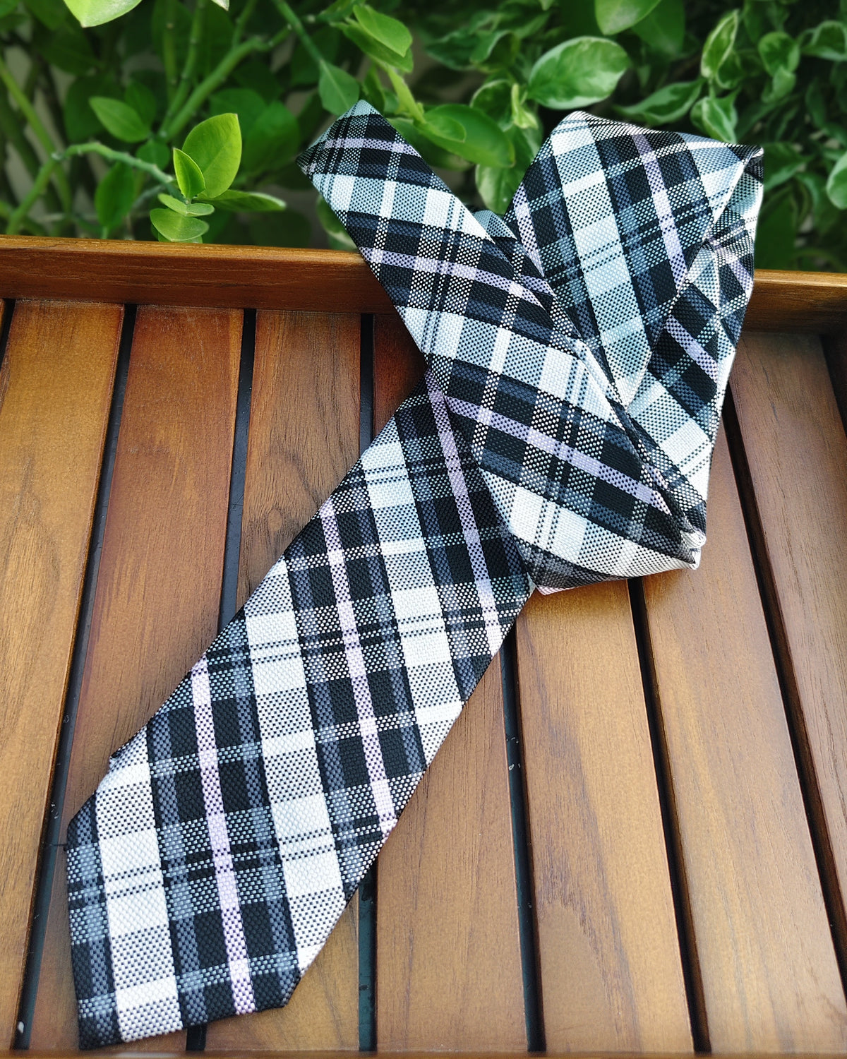 Gray Plaid Tie
