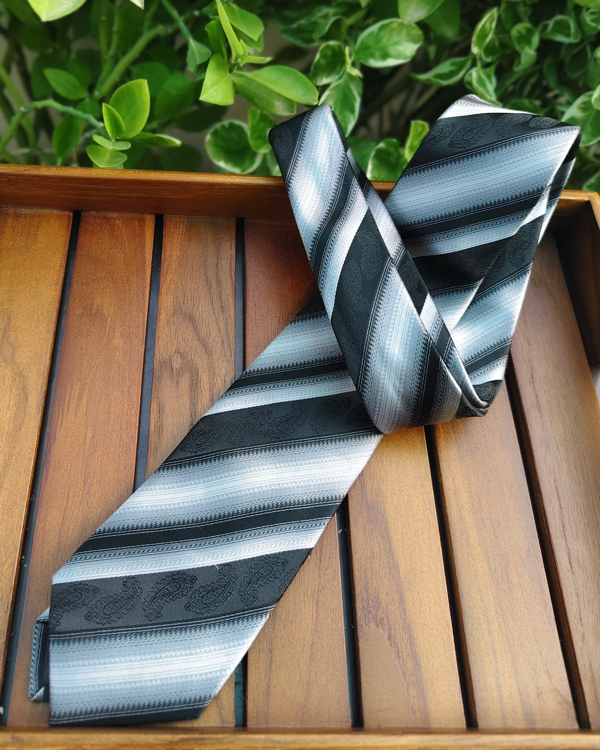Satya Paul Gray Striped Necktie
