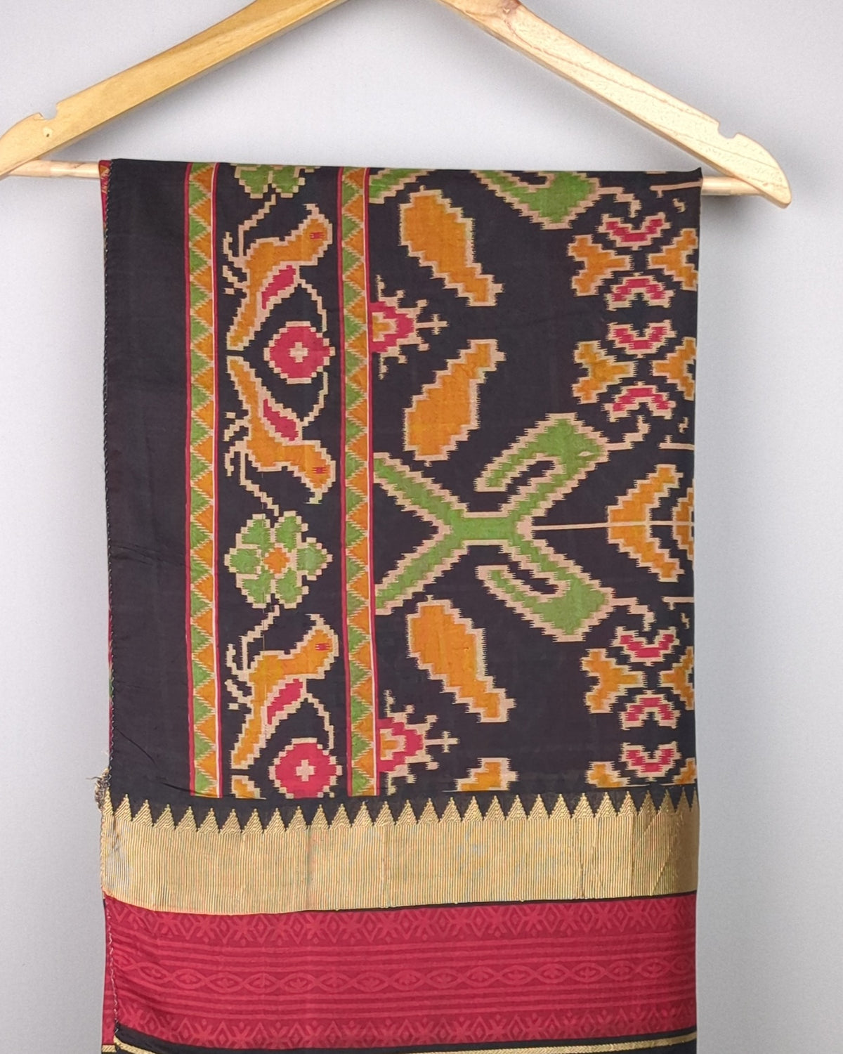 Red and Black Ikat Saree