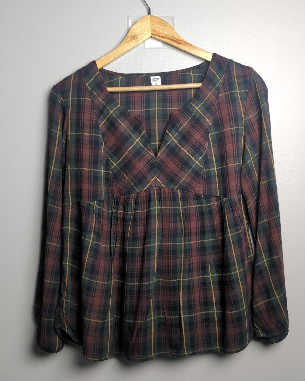 Old Navy Wine Plaid Blouse