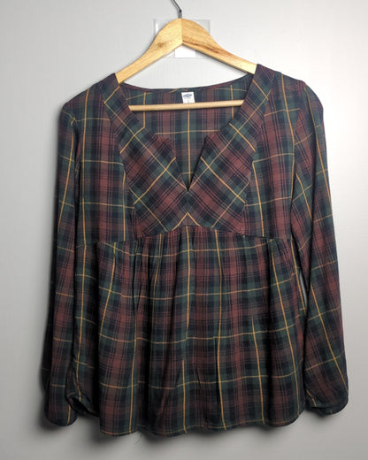 Old Navy Wine Plaid Blouse