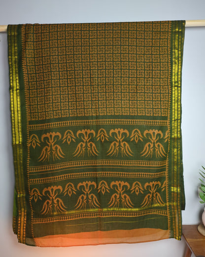 Green Printed Saree