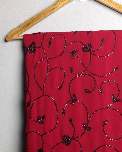 Red Embroidered Saree