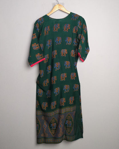Green Elephant Kurta