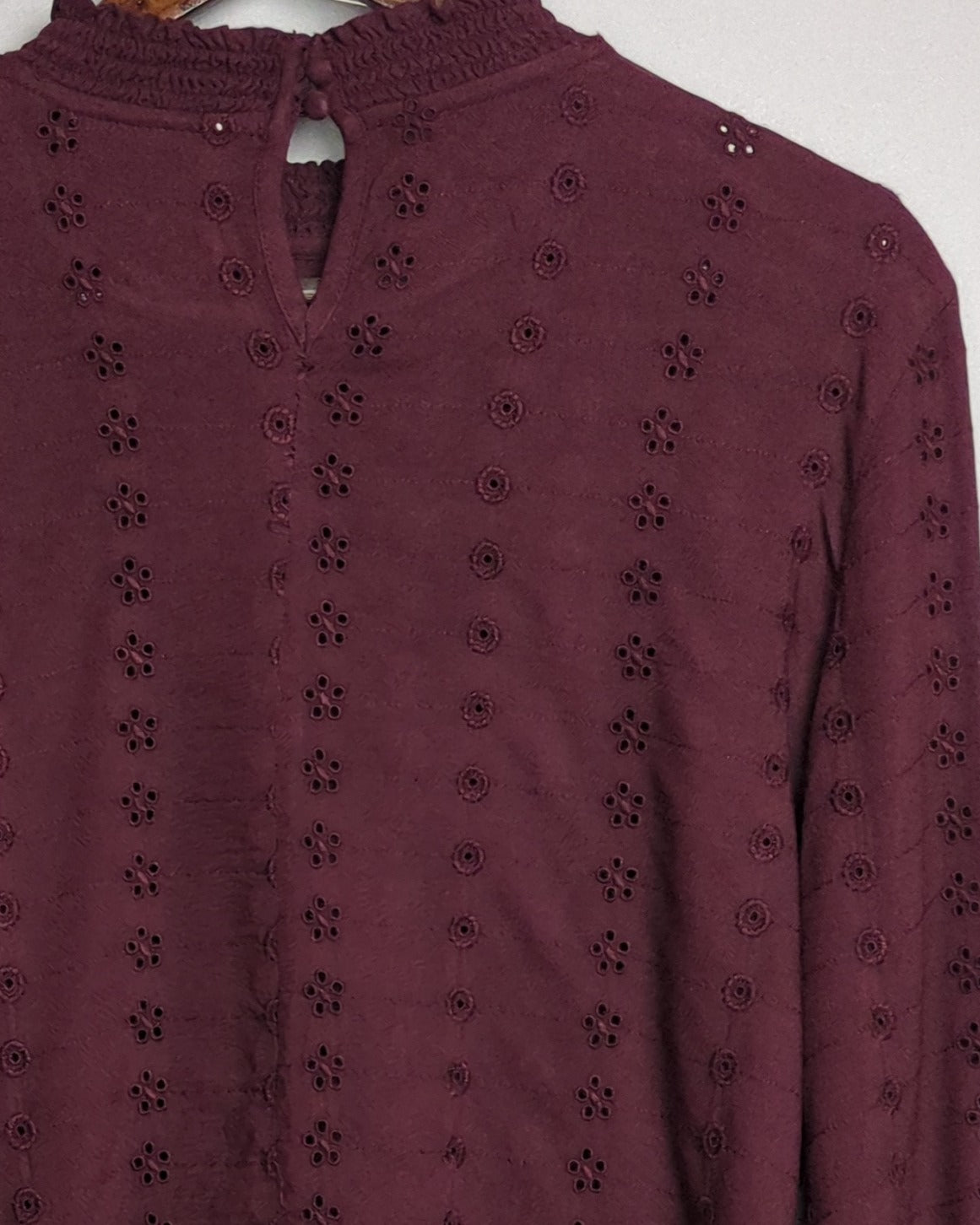 Wine Eyelet Blouse