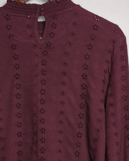 Wine Eyelet Blouse