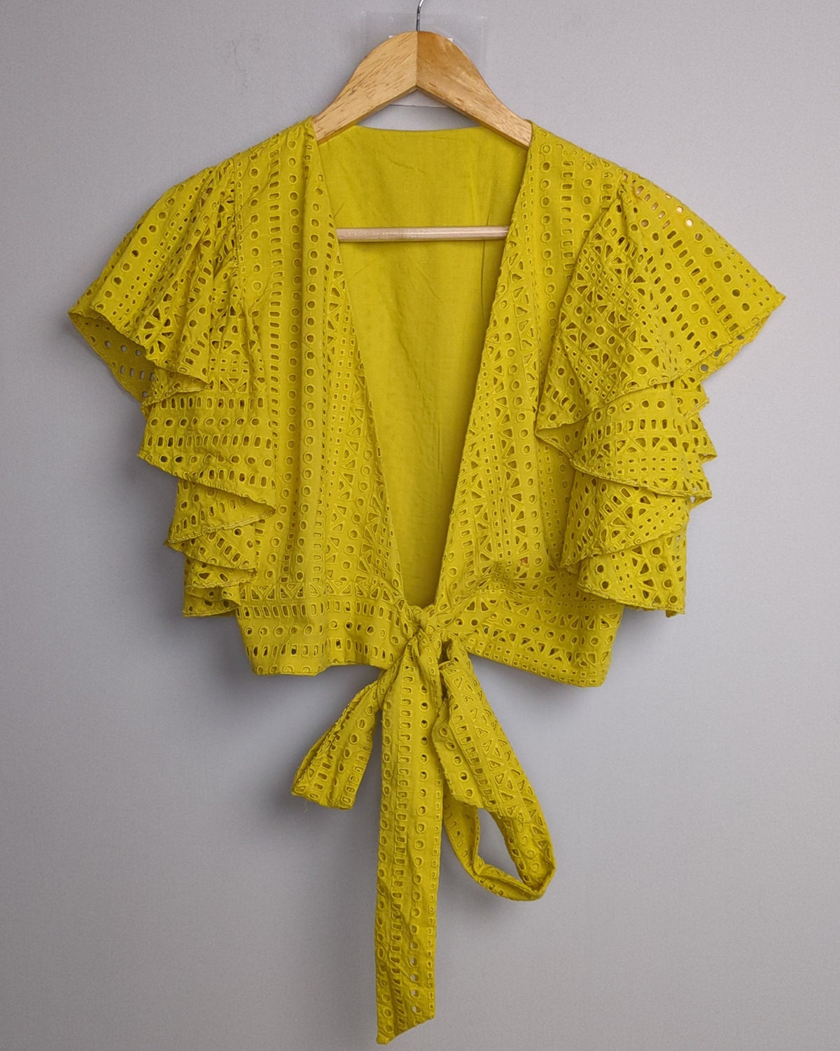 Green Eyelet Crop