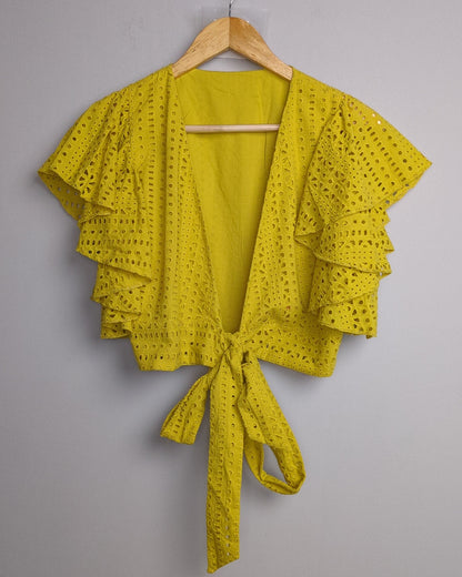 Green Eyelet Crop