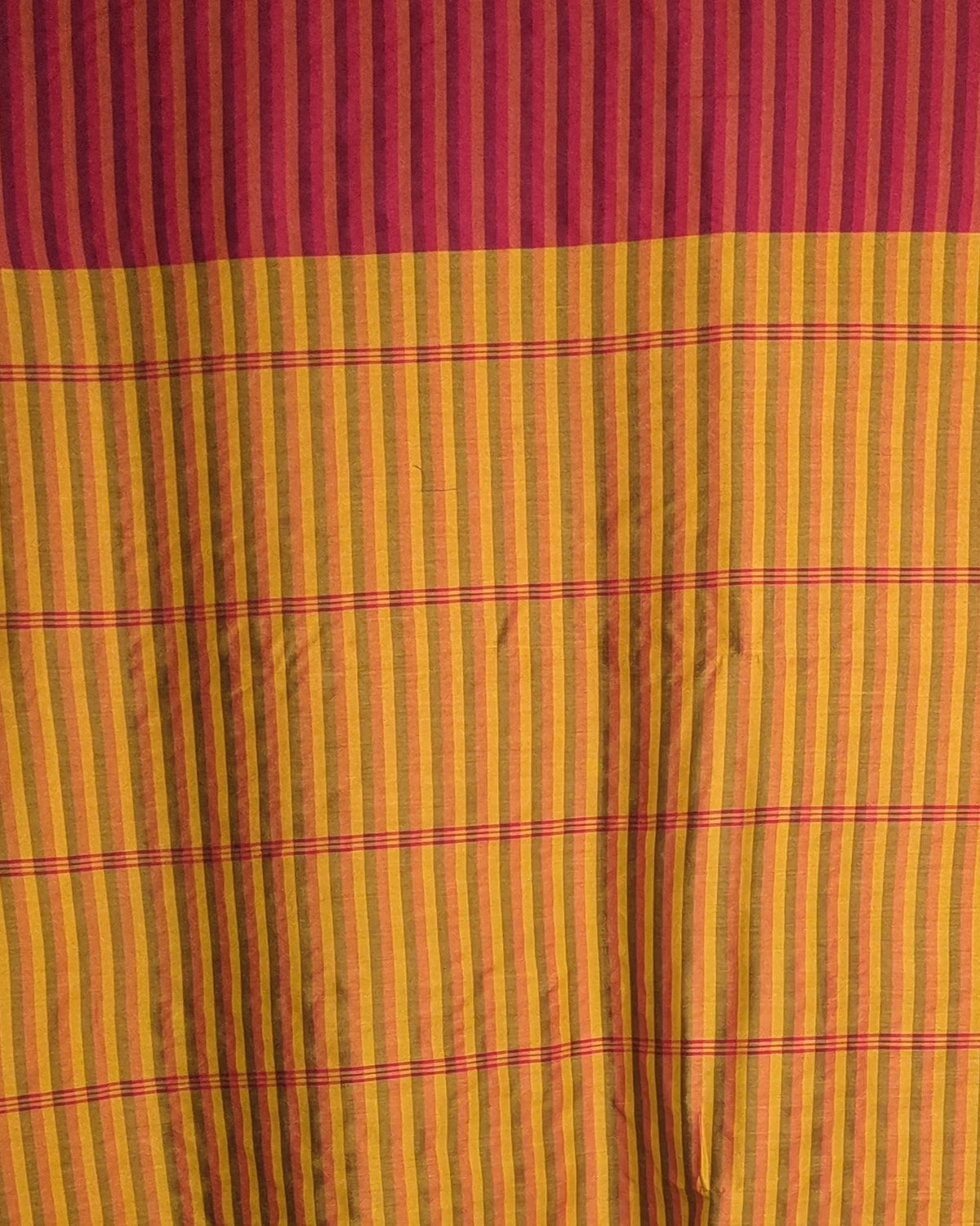 Cotton Red Striped Saree
