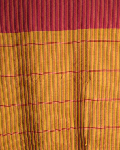 Cotton Red Striped Saree