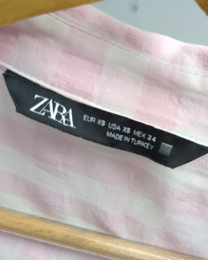 Zara Pink Checked Women'S Shirt
