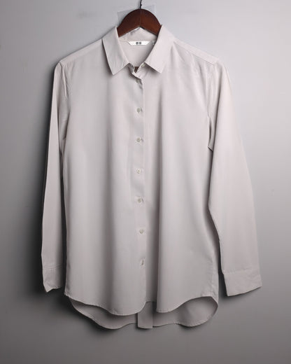 Uni Qlo Beige Button-Down Shirt
