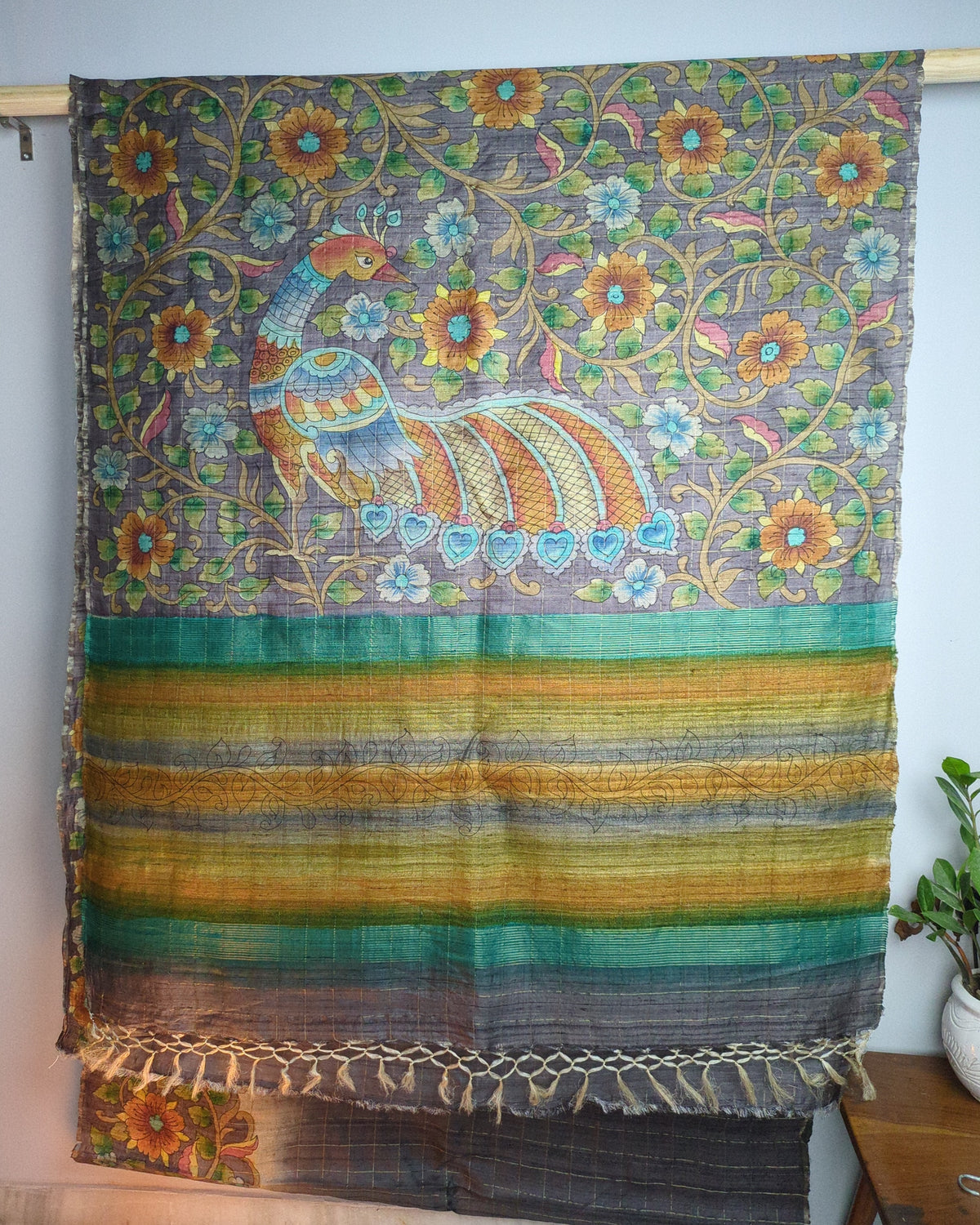Beautiful Tussar Silk Striped Saree