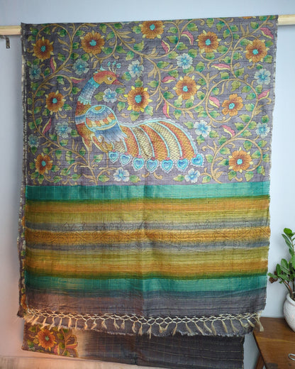 Beautiful Tussar Silk Striped Saree