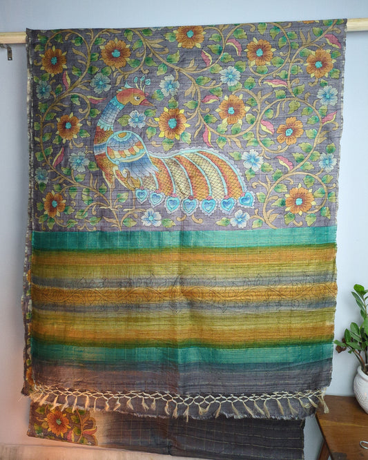 Beautiful Tussar Silk Striped Saree