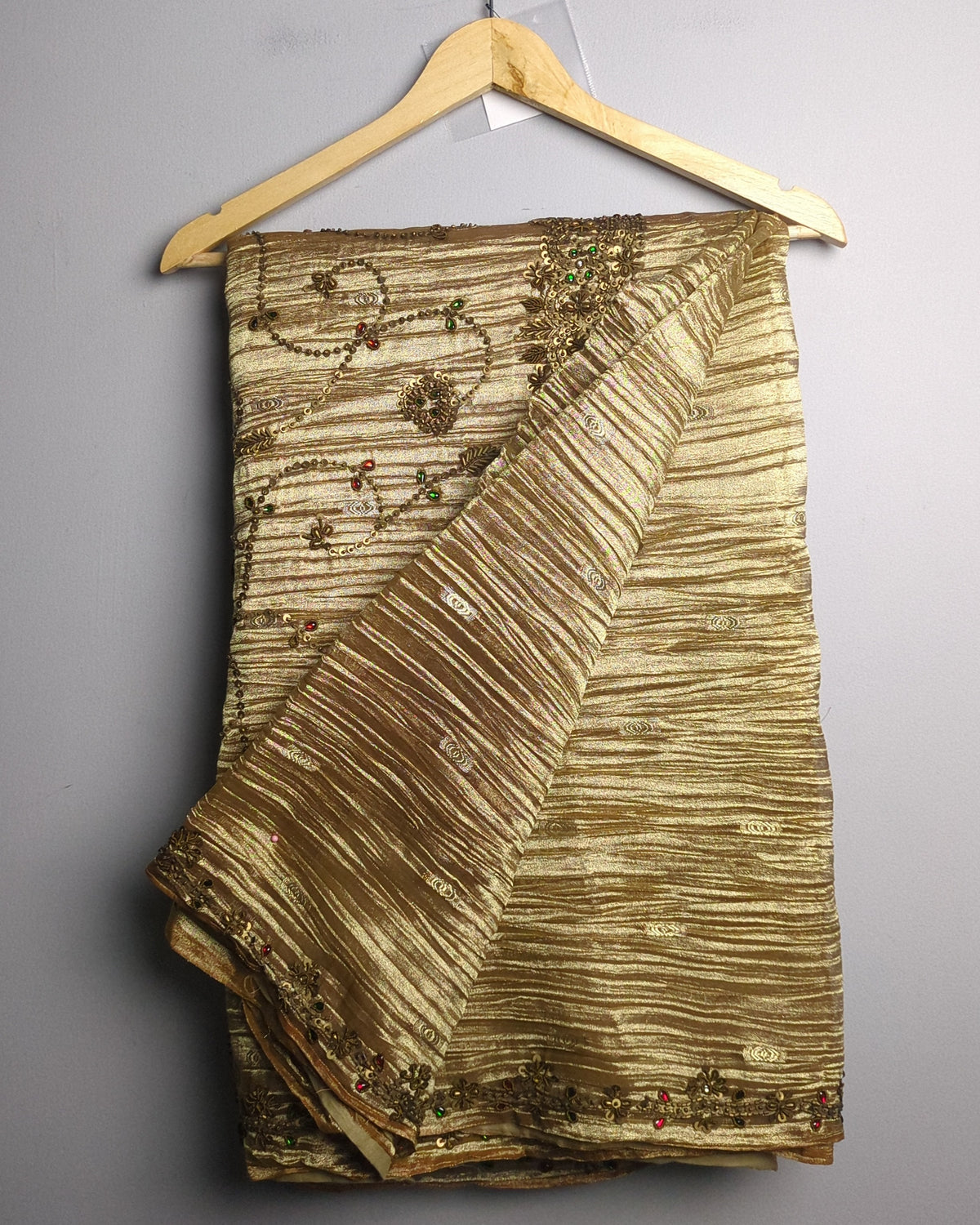 Beige Embellished Saree
