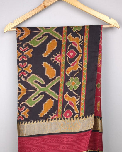 Red and Black Ikat Saree