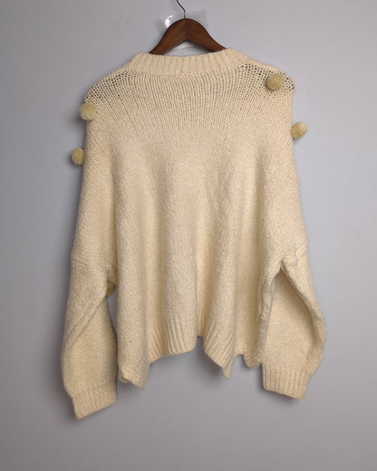 Beige Pompon Sweater