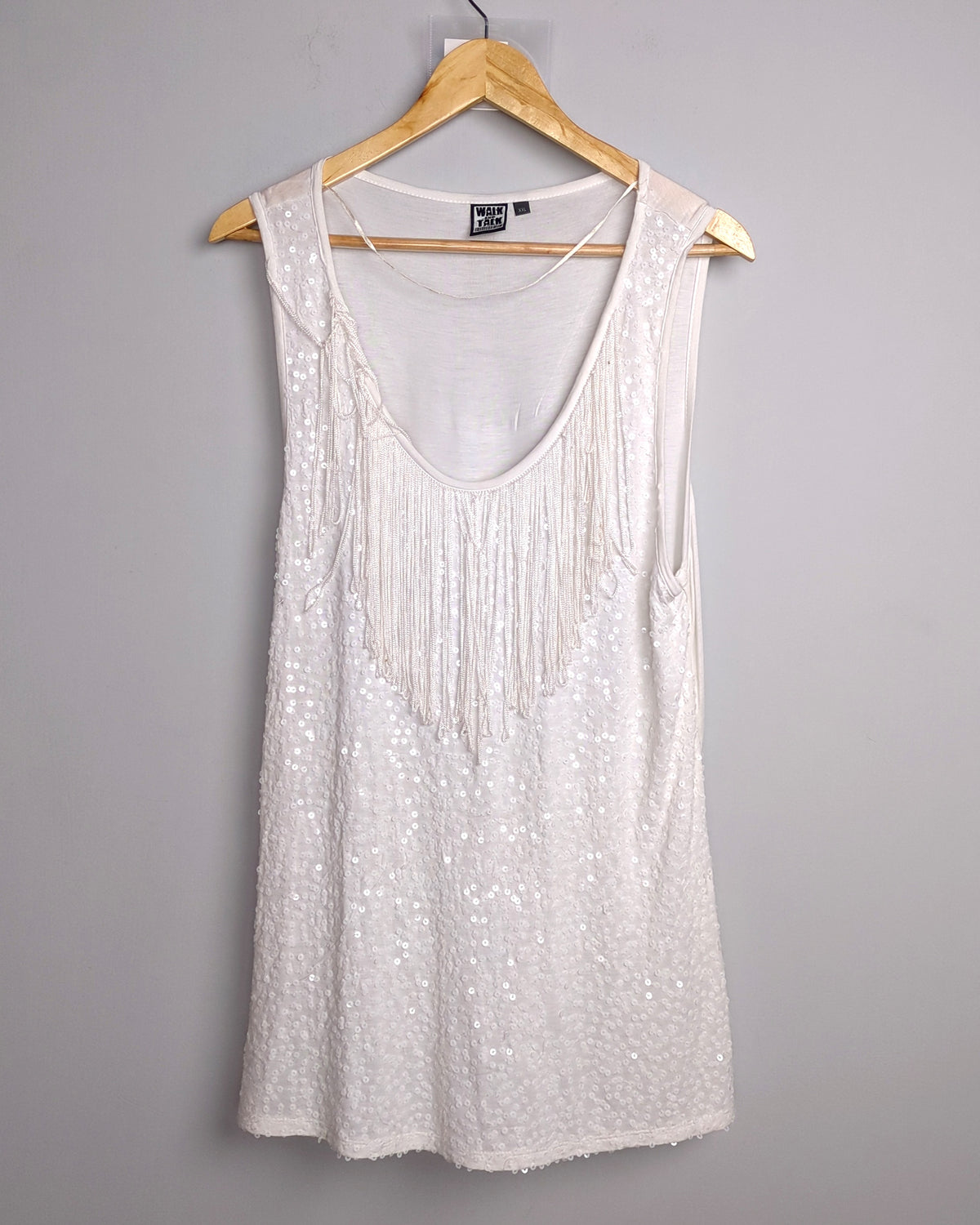 Walk And Talk White Sequin Tank