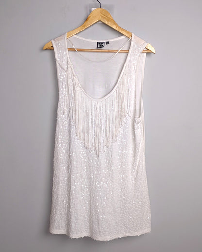 Walk And Talk White Sequin Tank