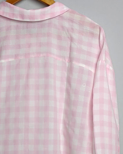 Zara Pink Checked Women'S Shirt