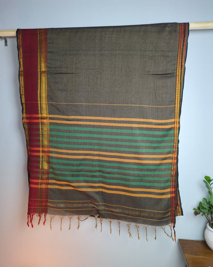 Brown Striped Saree