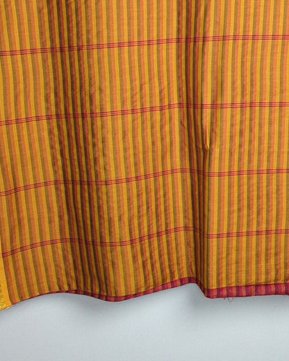 Cotton Red Striped Saree