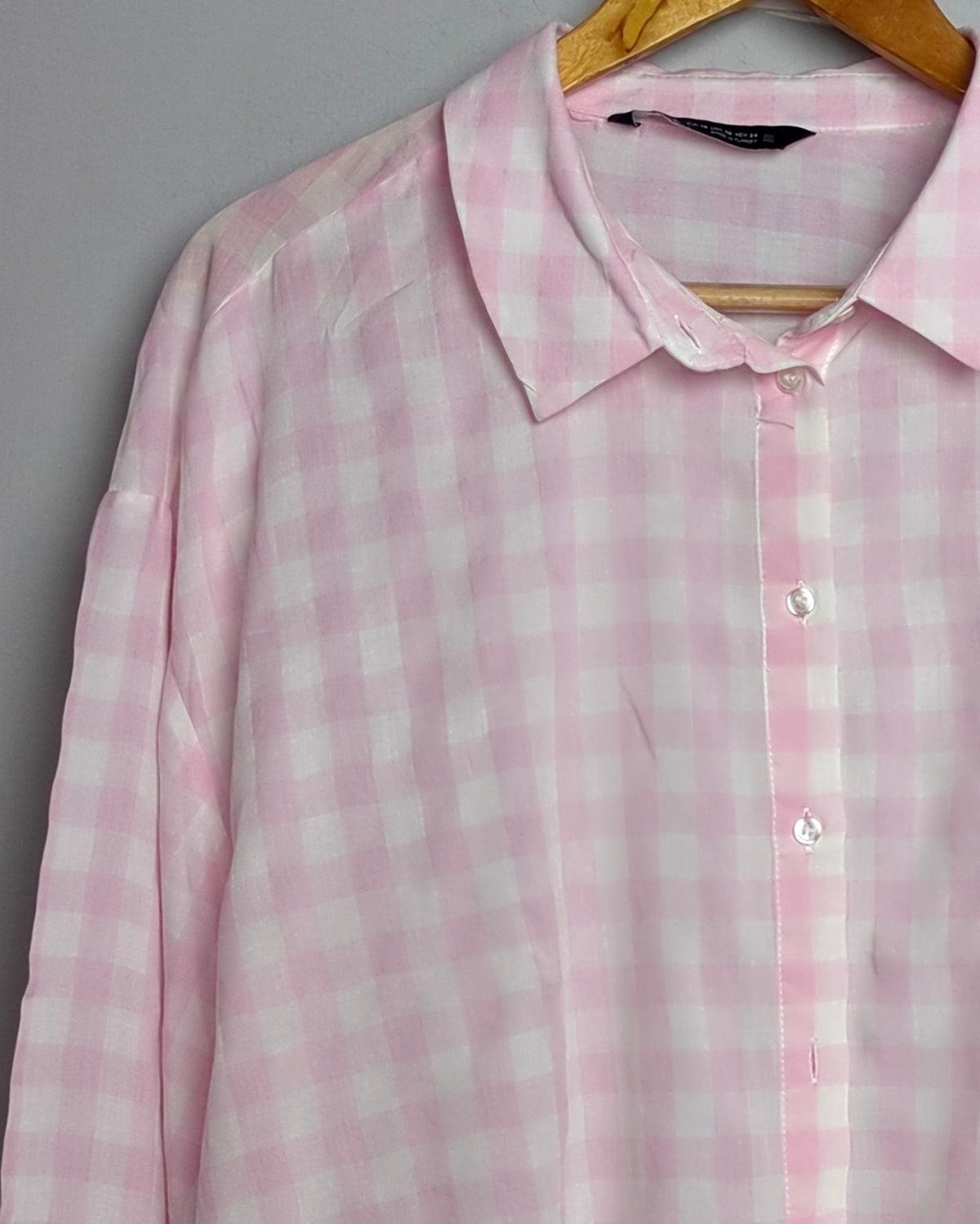 Zara Pink Checked Women'S Shirt