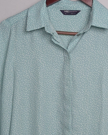Marks And Spencer Green Printed Shirt