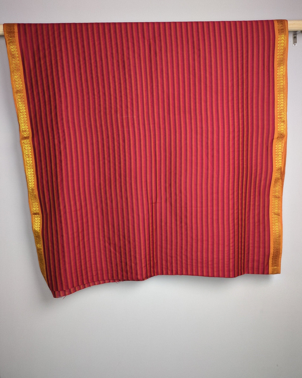 Cotton Red Striped Saree