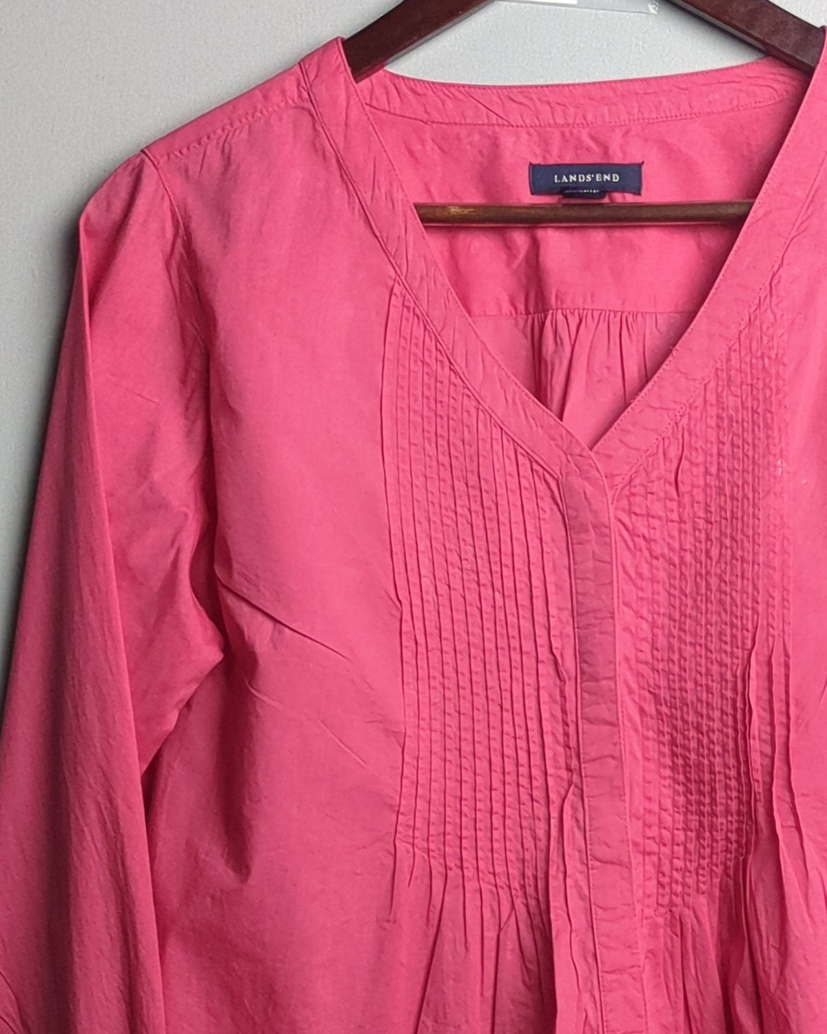 Lands End Pink Pleated Blouse