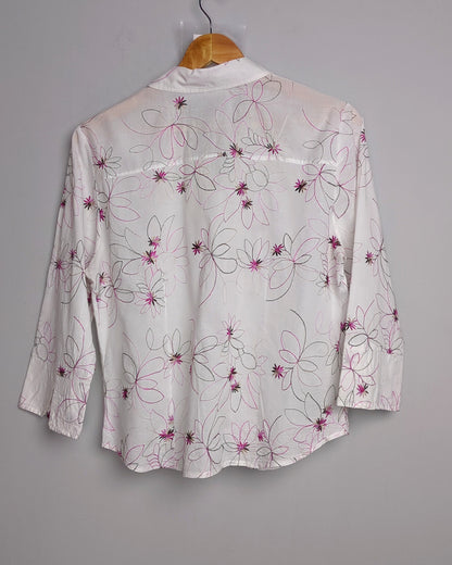 Jm Collection White Floral Shirt