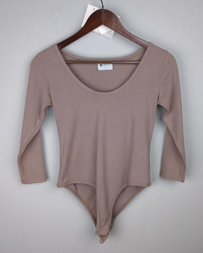 Twenty Dresses Beige Ribbed Bodysuit