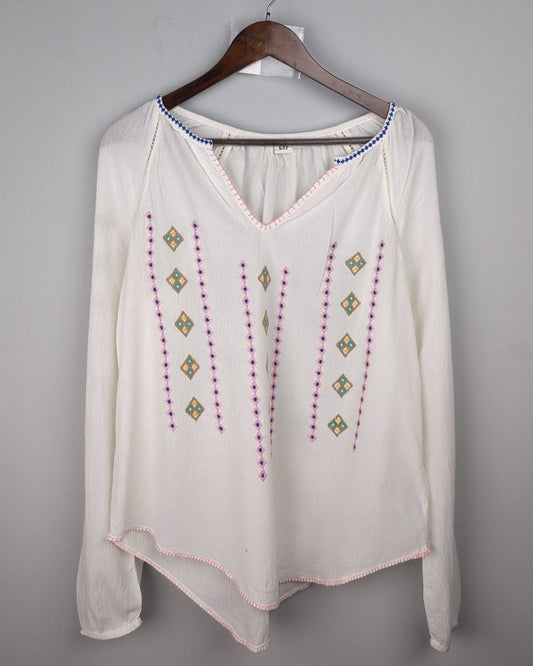 Gap White Embroidered Blouse