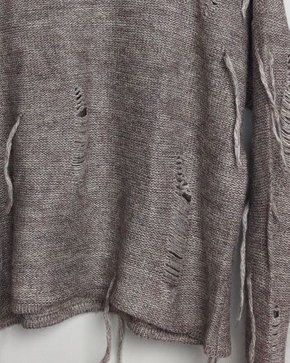 Zhashi Gray Distressed Sweater