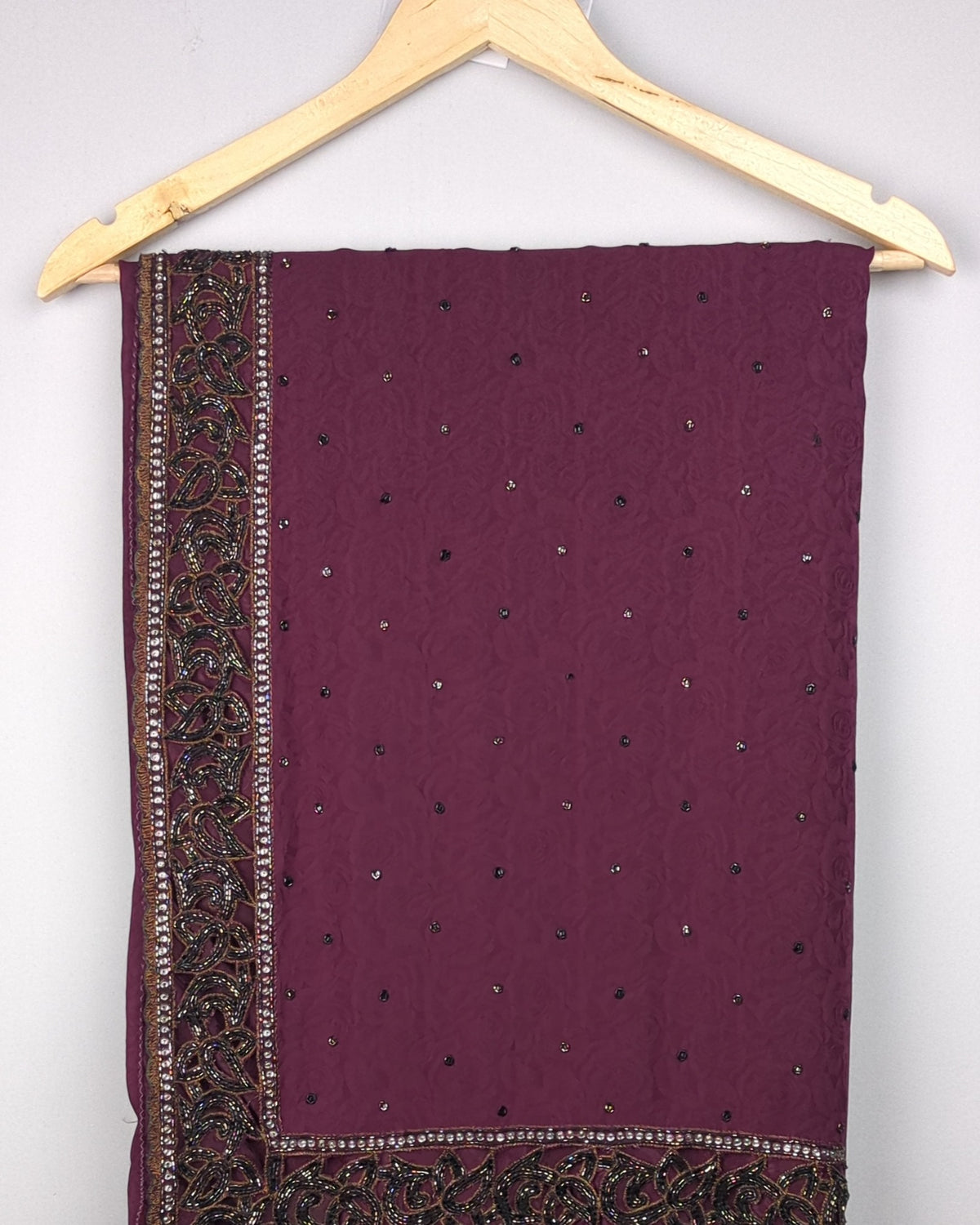 Wine Embellished Saree