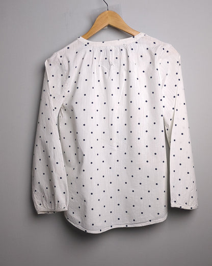 Old Navy White Polka Blouse