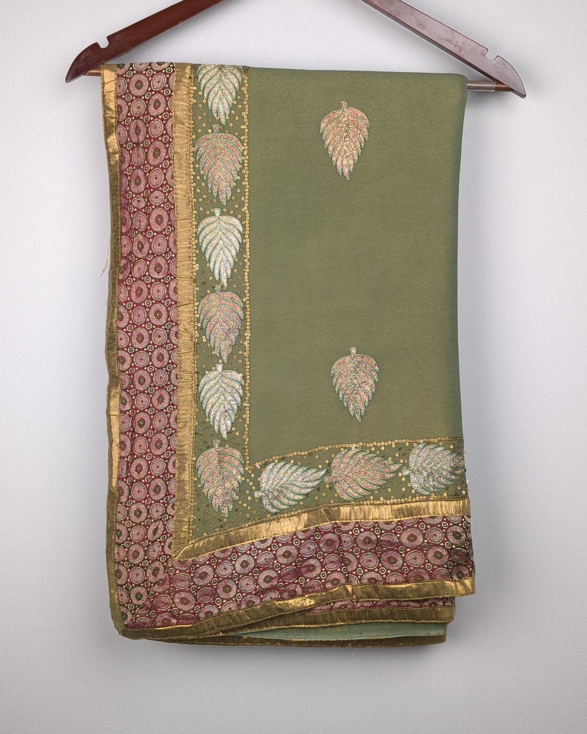Green Embroidered Saree