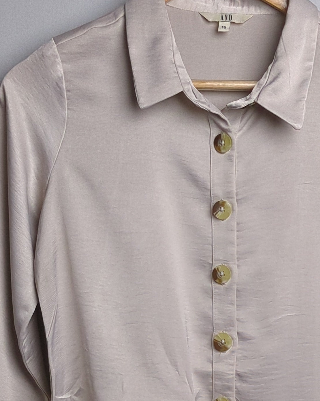 And Beige Satin Shirt