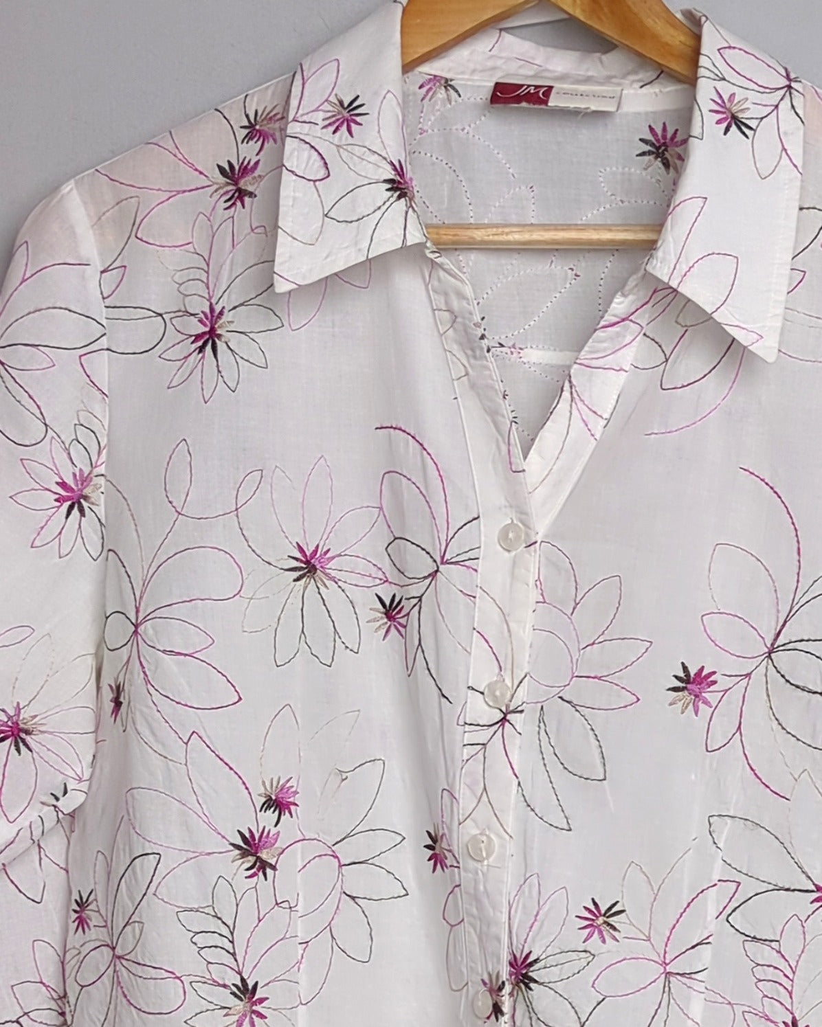 Jm Collection White Floral Shirt