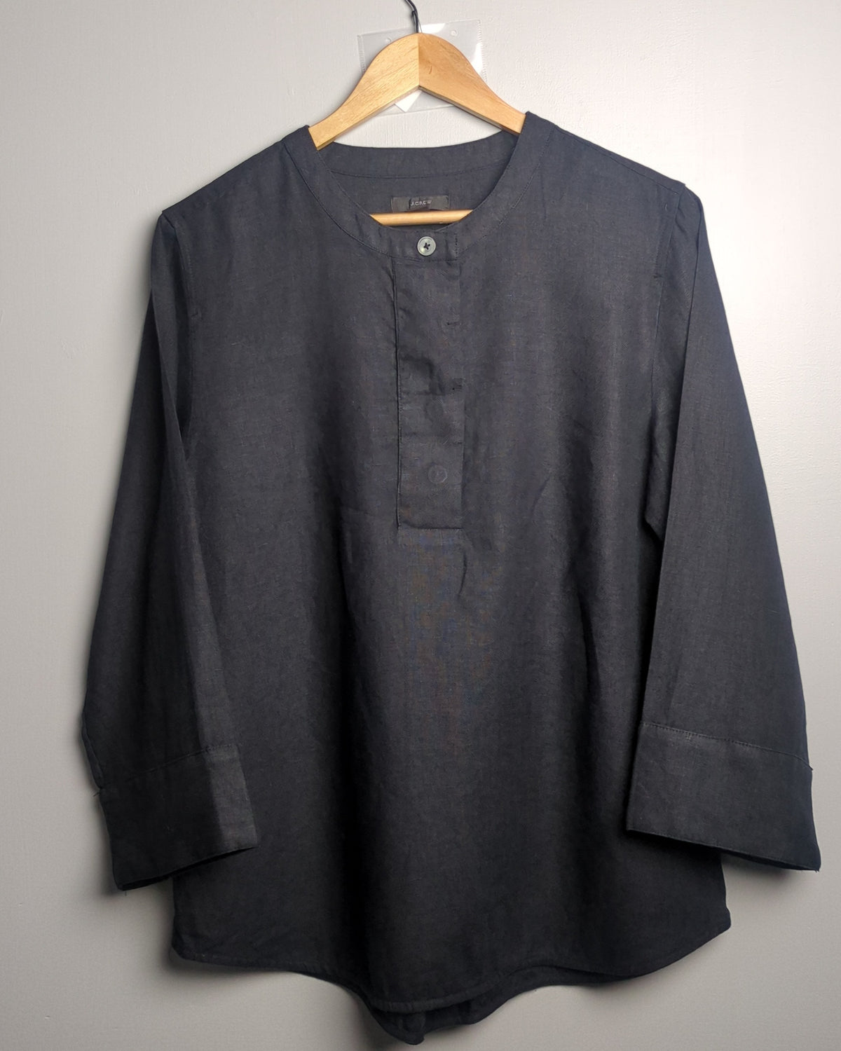 J Crew Black Linen Blouse