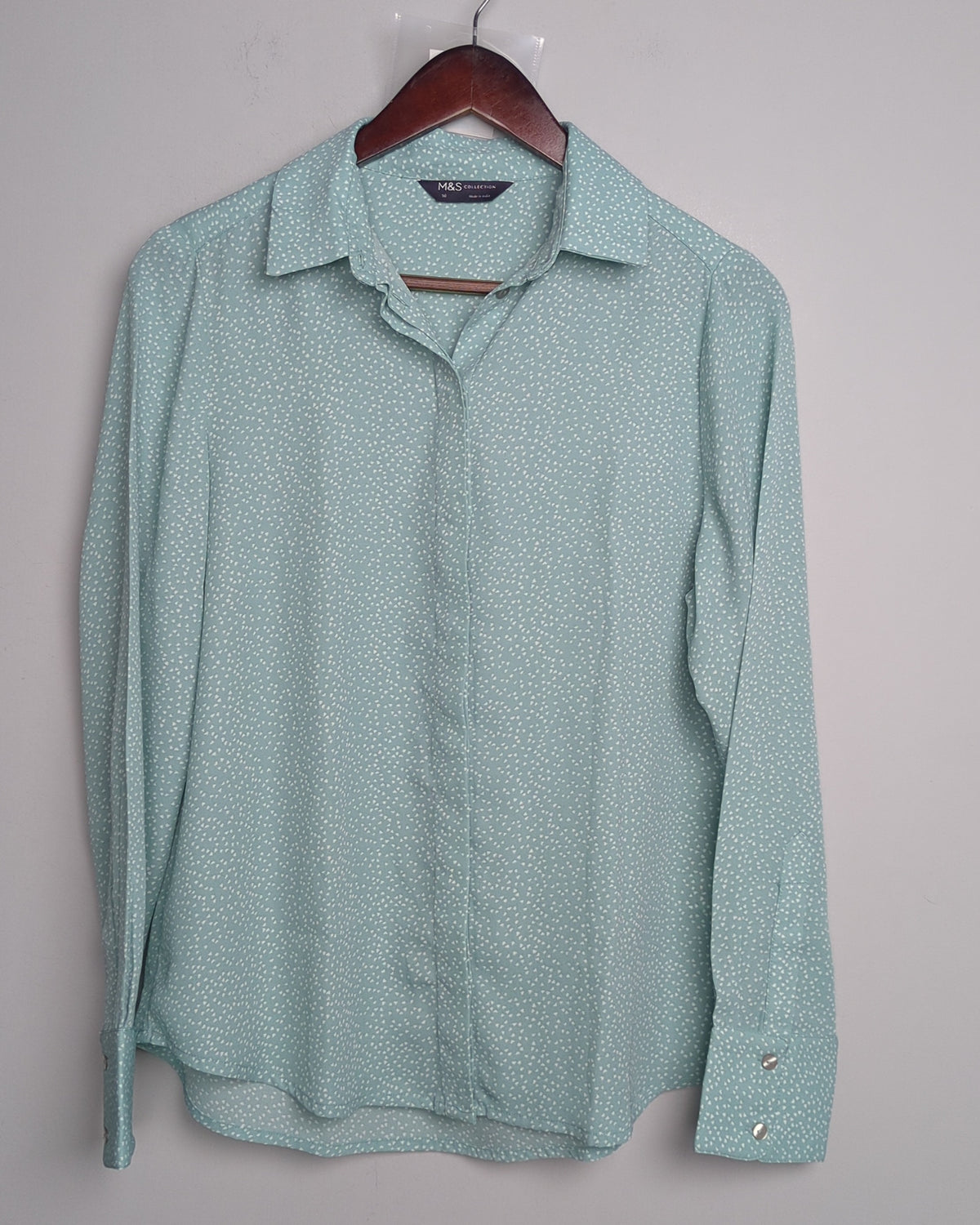 Marks And Spencer Green Printed Shirt