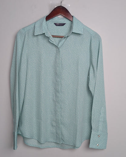 Marks And Spencer Green Printed Shirt