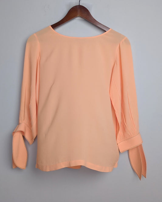 Massimo Dutti Beige Tie-Sleeve Blouse
