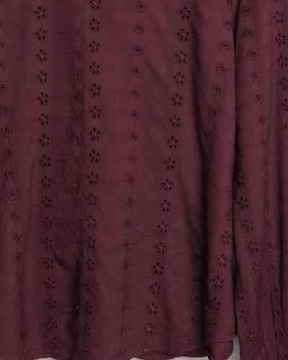 Wine Eyelet Blouse