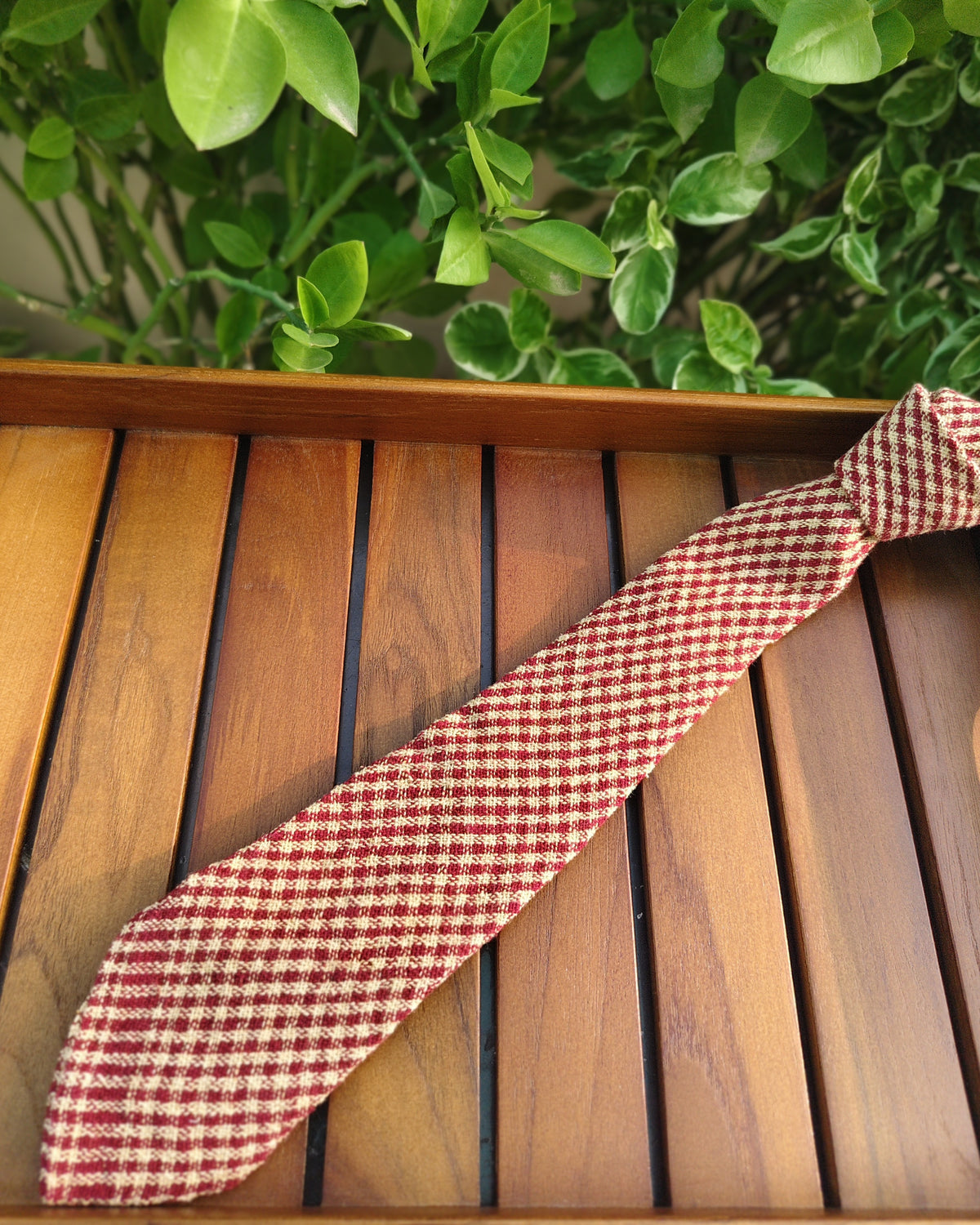 Wine Checked Tie
