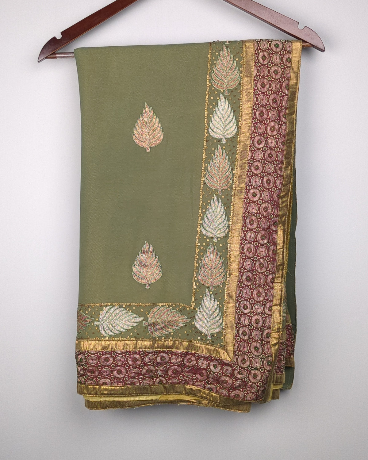Green Embroidered Saree
